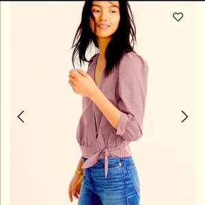 Madewell Top Shirt Blouse Med.  Wrap.  Crop top  -  Burgundy and white check.